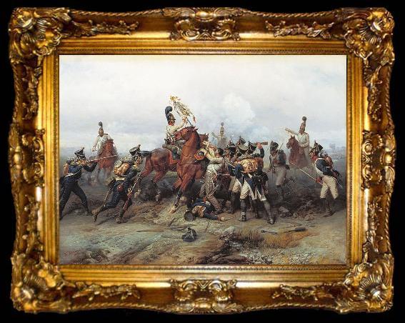 framed  Bogdan Villevalde Feat of Cavalry Regiment at the battle of Austerlitz in 1805., ta009-2